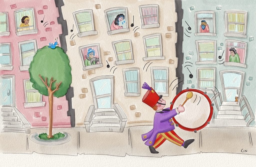 Time lapse video of creating “Boris Crumb and his Big Bass Drum”